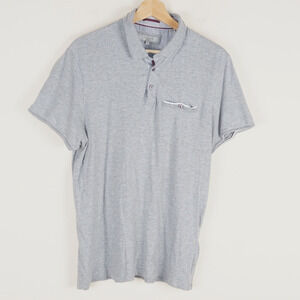 Ted Baker Gray Modal Blend Soft Polo Short Sleeve Mens Sz 5 / XL